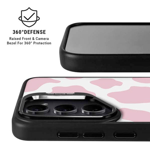 Pink Cow Print Galaxy S24 FE Kickstand Case
